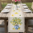 thumbnail image 4 of Summer Lemons Table Runner 72 Inches, Brown Beige Farmhouse Botanical Linen Bed Runner Dresser Scarves Tabletop for Indoor Outdoor Parties/Ceremony/Banquet, 16" x 72", 4 of 9