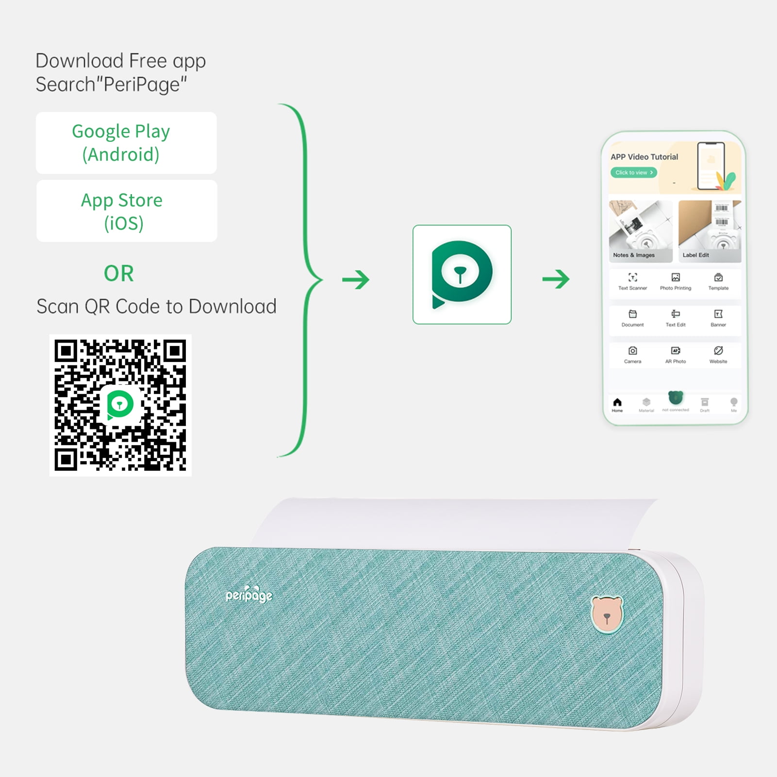 Printer A4 Paper Printer Direct Thermal Transfer Wireless Printer Mobile 216mm Mini Mobile Photo Printer USB BT Connection With 1 Roll Thermal Paper