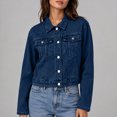 thumbnail image 6 of Rexolia Women's Denim Jacket Classic Western Style Button Down Long Sleeve with Pockets Dark Blue S, 6 of 6