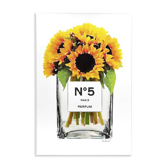 Stupell Industries Art Deco Fashion Designer Flower Bottle Yellow Watercolor Wall Plaque Art, 10 x 15, by Amanda Greenwood
