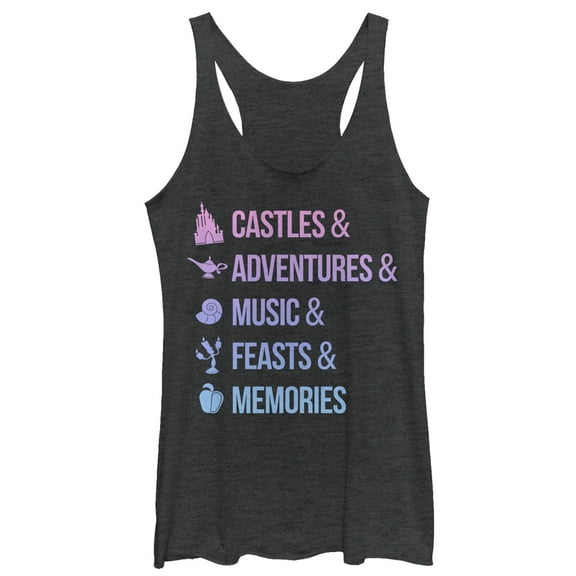 Women's Disney Princesses Keywords Racerback Tank Top Black Heather 2X Large