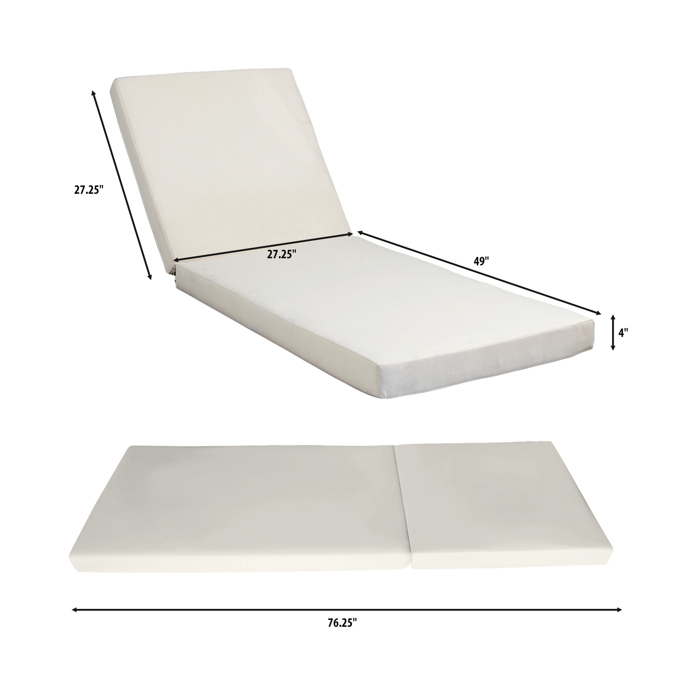Christopher Knight Home Patio Chaise Lounge with Cushion, 4-Position Adjustable Reclining Chair, Cream, Set of 2