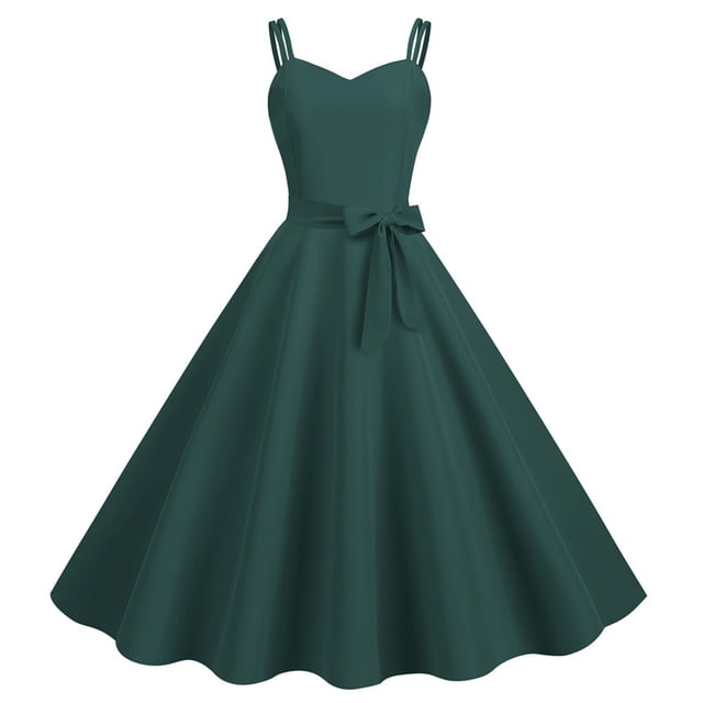 Robes pour Femmes Décontractées Sans Manches Femme au Foyer Soirée Bal Robe Maxi Mode Unie Vert Armée m