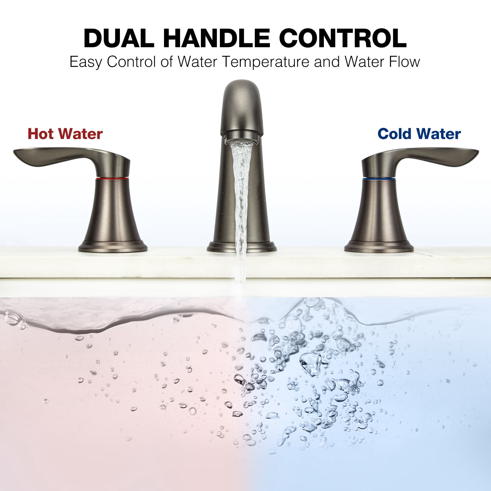 Bathroom Faucets for Sink 3 Hole, Faucet for Bathroom Sink, Widespread Bathroom Sink Faucet with Pop-up Drain and Supply Lines, for Bathroom Sink Vanity RV Farmhouse Sink