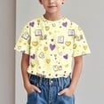 thumbnail image 2 of Short Sleeve Printed Round-Neck T-Shirt for Kids , Soft Polyester-Spandex Blend , Breathable Fabric , Loose Fit , Leak-Shoulder Design , Green Color, 2 of 9