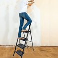 thumbnail image 6 of [US IN STOCK] Step Ladder 4 Step Ladder with Handrails Heavy Duty Steel Sturdy Wide Pedal Lightweight Anti-Slip Portable & Collapsible Stool Folding Ladder Kitchen Step Stool - 350 lbs, 6 of 9