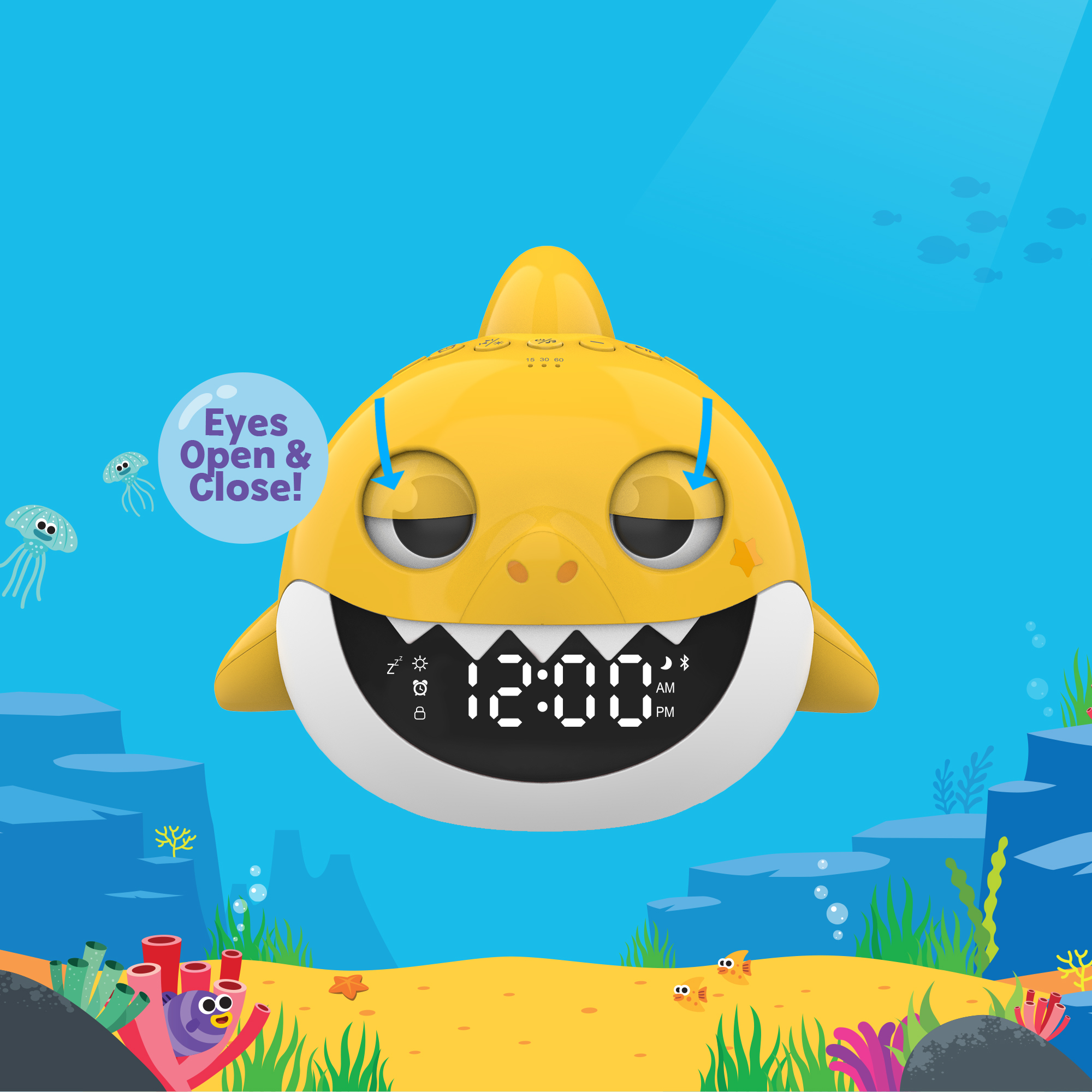 Nickelodeon Pink Fong Baby Shark Bluetooth Speaker with Digital Alarm Clock, White Noise - image 3 of 12
