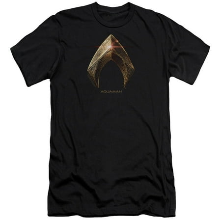 Justice League Movie - Aquaman Logo - Premium Slim Fit Short Sleeve Shirt - (Best Minor League Hockey Logos)