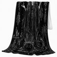 thumbnail image 2 of Moon Priestess with Herbs and Candle Altar, Gothic Botanical Style for Witchy Art Lovers, Lunar Ritual Scene and Halloween Gift, Cozy Flannel Blanket, Home Decor, 2 of 9