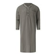 thumbnail image 4 of XDZJLR Men Shirts Muslim Arabia Long Sleeve Pocket Loose Robe Solid Pocket Tops, 4 of 5