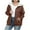 Brown, variant on Wdfiry Women Heavy Hoodie Solid Color Sherpa Fleece Lined Zipper Jackets Plus Size Thick Pockets Winter Hooded Sweatshirt Coats