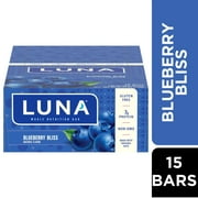 LUNA Blueberry Bliss Flavor Gluten Free Snack Bars, Protein Bars, 15ct
