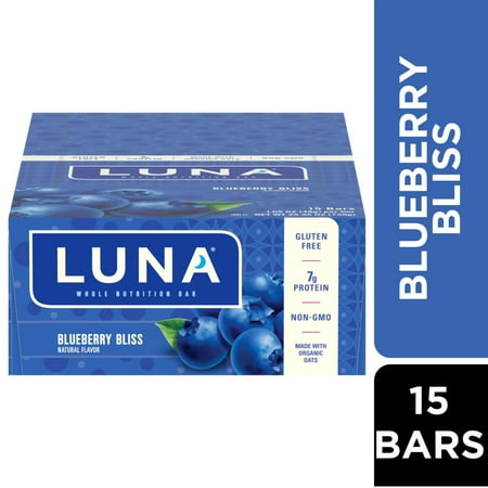 LUNA Blueberry Bliss Flavor Gluten Free Snack Bars, Protein Bars, 15ct