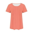 thumbnail image 3 of Pink S WIZUTIZ Womens Tops up to 65% Off Casual Fluffy Cotton Linen Tee Crew Neck Athletic Solid Tshirts Vintage Ladies Shirts Retro Oversize Tops Blouse Flowy Cotton Blend Short Sleeve Tshirt T-shir, 3 of 6