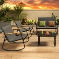 thumbnail image 3 of Patio Furniture Set of 4,Asofer Outdoor Bistro Conversation Set with Coffee Table, Rocking Chairs and Loveseat for Balcony, Porch, Backyard, Black, 3 of 11