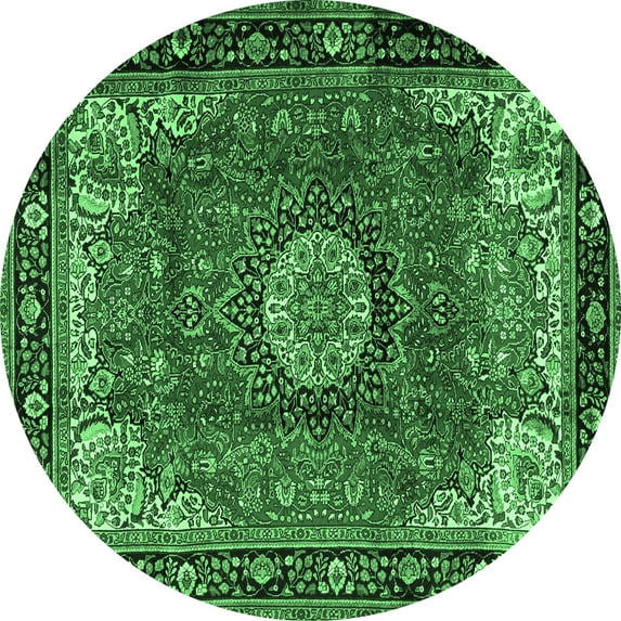 Ahgly Company Indoor Round Persian Emerald Green Traditional Area Rugs, 4' Round