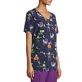 thumbnail image 4 of Scrubstar Halloween "Spooky Sloths" Women's Mock Wrap Print Scrub Top, 4 of 6