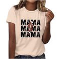 thumbnail image 1 of Mujeres Manga Corta Tops Impreso Cuello Redondo Camiseta Superior, Poliéster Spandex Vintage Humor, 1 of 4