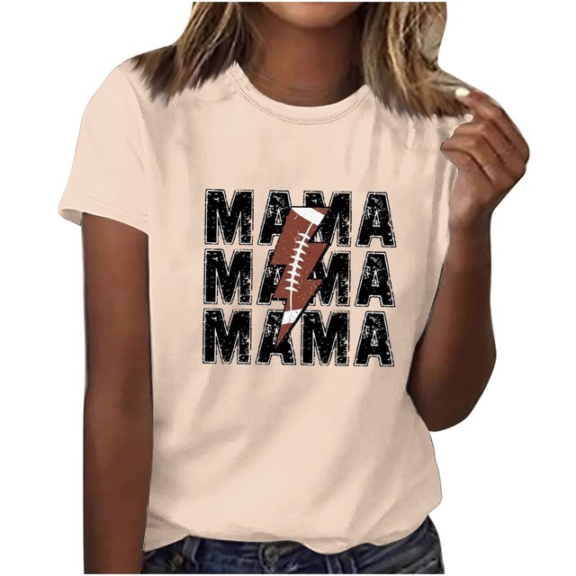 Mujeres Manga Corta Tops Impreso Cuello Redondo Camiseta Superior, Poliéster Spandex Vintage Humor