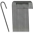 thumbnail image 1 of Urbalabs 16 Inch Ground Anchor Rebar Stakes Heavy Duty J Hook Curved Steel Metal Ground Anchors for Camping Trampolines Bounce Houses Inflatables Garden Chisel Point End Hammer (Black 16 Pack), 1 of 7