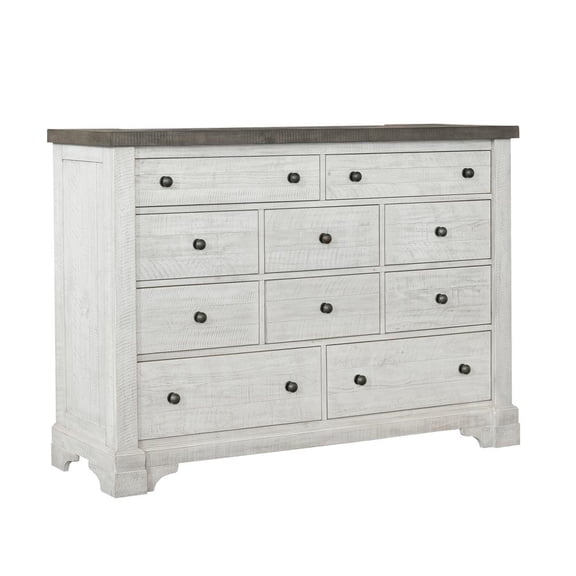Valley Ridge 10 Drawer Wood Dresser in White Finish by Samuel Lawrence Furniture