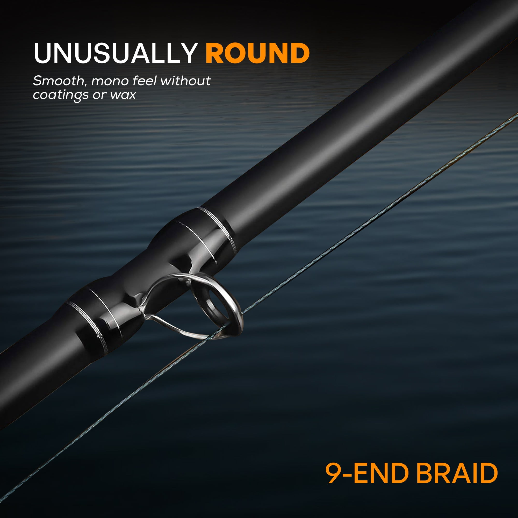 FINS 40G Super Round Braided Fishing Line - 15 Lb, 150 Yards, High Strength, USA Made, White