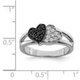 thumbnail image 2 of Sterling Silver Rhodium Clear & Black CZ Hearts Ring - Size 7, 2 of 2