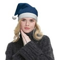 thumbnail image 5 of KLL Christmas Hats for Adults Plush Deep Blue Glitter Print Santa Hat Xmas Fluffy Santa Claus Hat for Women Men, 5 of 6