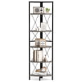 thumbnail image 1 of Gymax 5-tier Corner Display Rack Corner Ladder Bookshelf w/ Sturdy Metal Frame Oak & Black, 1 of 10