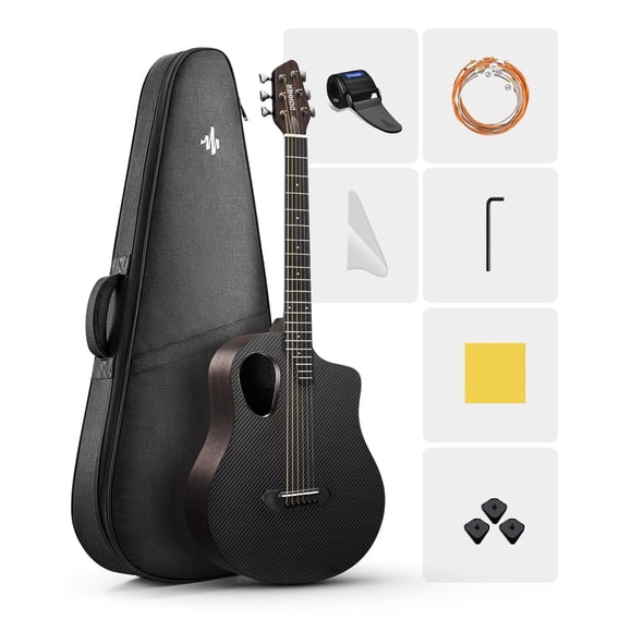 Guitarra acústica Donner 38 Carbon X Wood con funda y accesorios