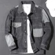 thumbnail image 3 of Abrigo vaquero para hombre, abrigo con bordado, chaqueta vaquera para hombre, gris, lavado, de lujo, de marca, de diseñador, elástico, nuevo, talla grande, G, suelto, L, 3 of 5