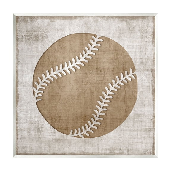 Stupell Industries Weathered Baseball Silhouette Shape Rustic Sports Sign Graphic Art Unframed Art Print Wall Art, Design by Natalie Carpentieri
