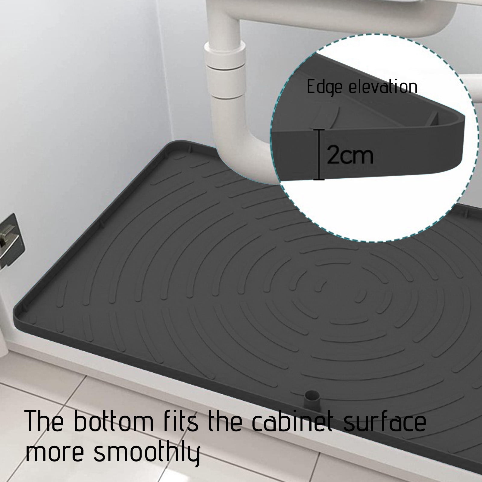 Kraoden Eco-Friendly Non-Slip Under Sink Mat for Bathroom and Kitchen Cabinets, Waterproof, Leak-Proof, Multi-Purpose Drip Tray, Easy Installation, Food-Grade Silica Gel