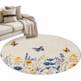 thumbnail image 2 of Area Rug 48in, Colorful Lavender Daisy on Linen Floor Carpet Living Room Rug, Summer Flower Butterfly Non-Slip Welcome Mat Indoor Rugs for Bedroom Dining Room, 2 of 9