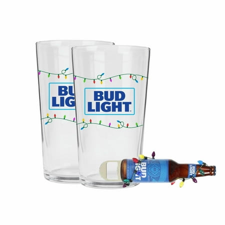 

Bud Light Holiday Gifting 2 Pack Pint Glass with Bottle Opener - Blue