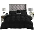 thumbnail image 3 of D.N.G. BEDDINGS Luxurious 1 Piece Pom Pom Pinch Pleated Comforter, 800 Thread Count, 100% Egyptian Cotton, White Vintage Pom-Pom Fringe (Full/Queen Size Solid Black Color), 3 of 5