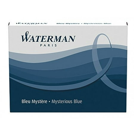 Waterman Standard Long Cartridges for Fountain Pens, Mysterious Blue, Box of 8