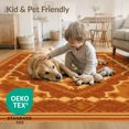 thumbnail image 4 of ODIKA 6'x9' Washable Area Rug Non-Slip, Chair-Friendly, Orange Boho Burnt Motif Decorative Symmetrical Bathroom Fall for Dining Room, Under Table, Office Décor, 4 of 7
