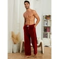 thumbnail image 5 of Vulcanodon 2 Pack Mens Plush Warm Pajama Pants, Fluffy Soft Fleece Sleep Pant with Pockets Lounge Pj Bottoms for Men (BLACK+BURGUNGY, S), 5 of 5