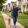 thumbnail image 3 of Agnes Orinda Women's Plus Size Tops Chiffon Swiss Dots Short Sleeves Lace Crochet Pleated Blouse 1X Dark Blue, 3 of 8