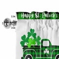 thumbnail image 5 of Kitchen Valances for Window, St. Patrick's Day Shamrock Light Filtering Rod Pocket Valance Curtain, Green Black Checkered Truck Short Curtains Window Topper for Bedroom Bathroom Living Room 54x18in, 5 of 9