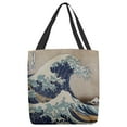 thumbnail image 2 of ArtVerse Katsushika Hokusai The Great Wave Tote Bag Blue & Red 18 x 18, 2 of 5