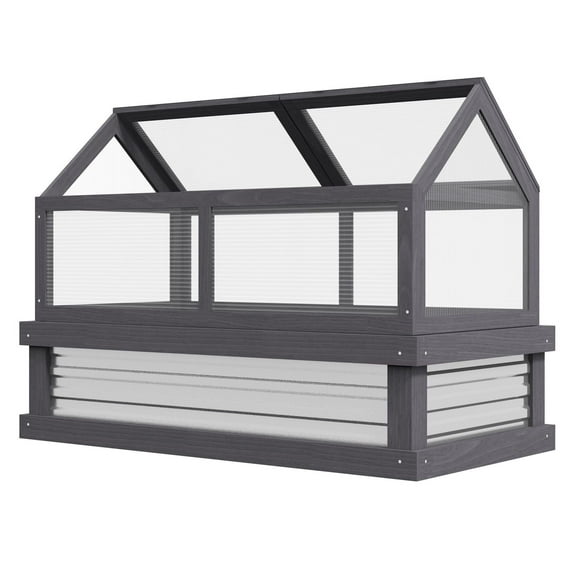 Wooden Cold Frame Raised Garden Bed - Greenhouse with Polycarbonate Lid for Seedlings, Vegetables, Herbs - Outdoor Plant Protection
