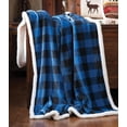 thumbnail image 7 of Carstens, Inc. Wrangler Ultra Premium Super Soft Plush Sherpa Fleece Oversized Throw Blanket 54" x 68", Blue Buffalo Plaid, 7 of 7