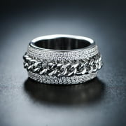 Austrian Crystal Crystal Elements 18kt White Gold-Plated and Silver Link Ring