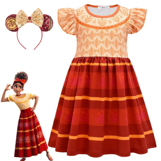Nuevo Encanto Madrigal Ropa de niña Ncanto Charm Dress Carnival Virgin Kids Princess Mirabel Isabela Vestido de fiesta de cumpleaños Clothing5-6T (Etiqueta 130) Gao Jinjia LED