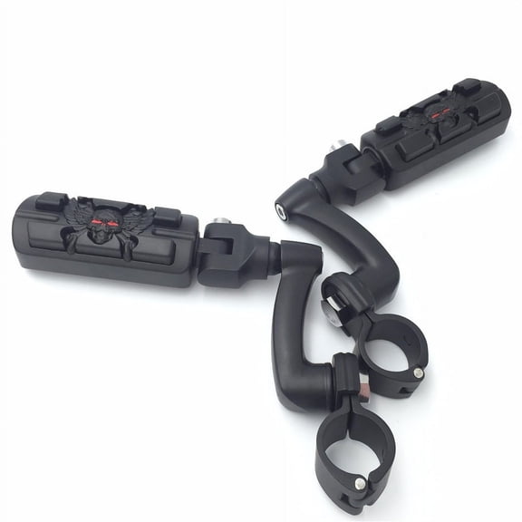 HTT-MOTOR Black 360 Adjustable Peg Mounting Kit Wing Zombie Foot Peg For Honda GoldWing VTX1300 Shadow Valkyrie Triumph Equipped with 1-1/2 inch (1.5") Front Engine Guard Frame Tube
