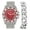 Red Silver, variant on Baguette Cut Diamond Crystal Bling'ed Out Mens Watch Miami Iced Out Cuban Bracelet - No Reasonable Doubt This is The Jewerly Accesories to Flaunt The Wealth - ST10372C (ST10414M-105-PNP/RED)