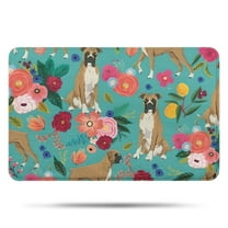 BoxerDog and Pioneer Flower Bathroom Rugs Mat,Non Slip Microfiber Bathroom Rug,Rubber Backing,Soft Bathroom Mats for Bathroom Floor,Tub and Shower,17x27in(43x68cm)