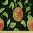 thumbnail image 2 of Fruits Fabric by the Yard Upholstery, Hand Drawn Detailed Illustration of Branches of Apple Trees with, Decorative Fabric for DIY and Home Accents, Fern Green Red Black by Ambesonne, 2 of 5